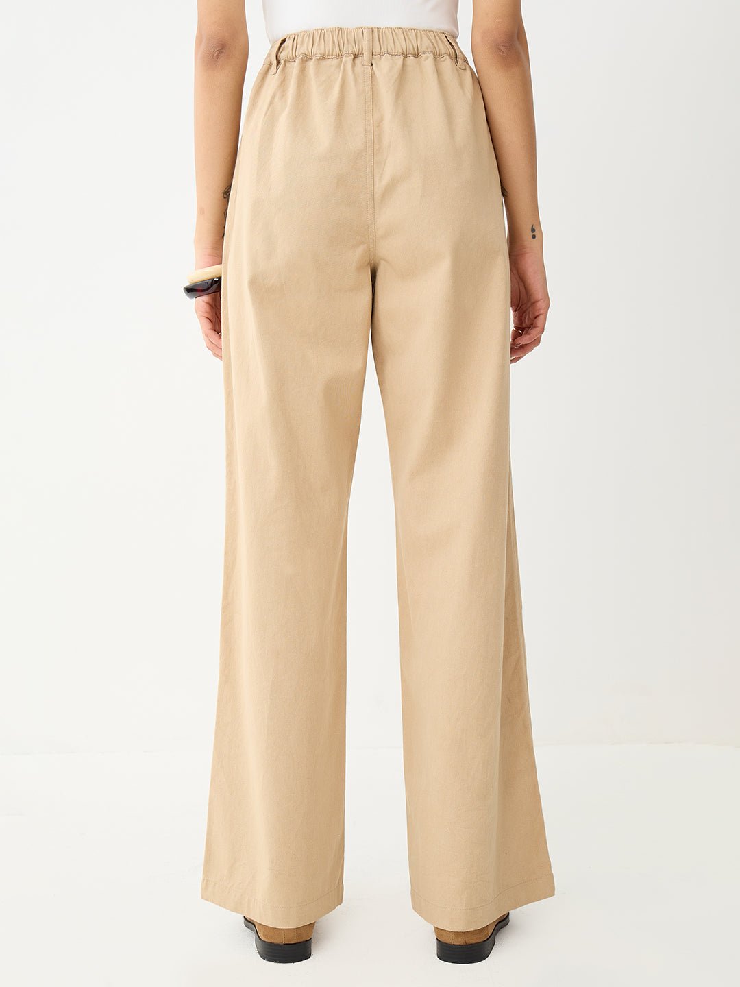 Beige Wide-Leg Trousers