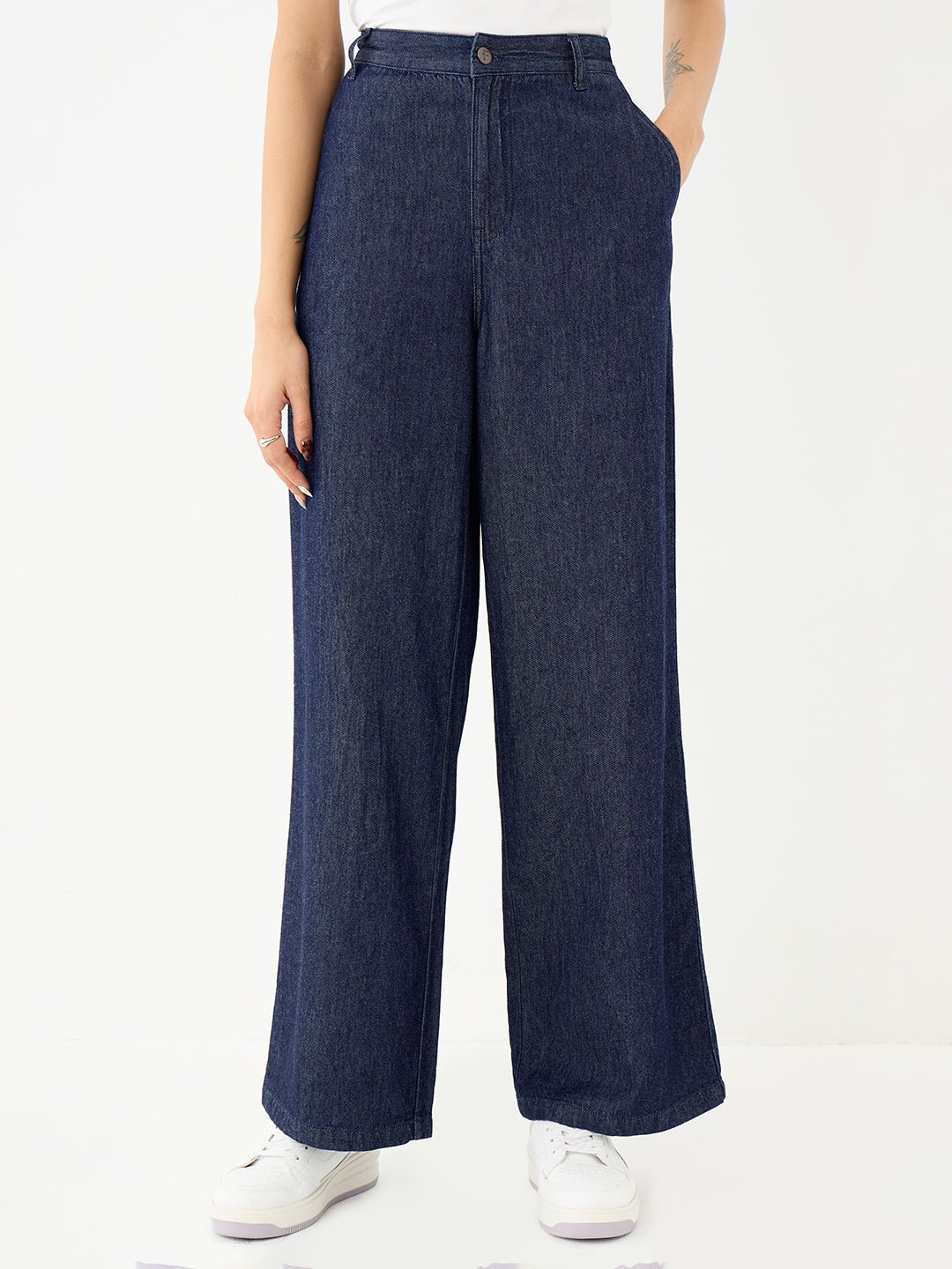 Navy Blue Mid-Rise Straight Denim Jeans