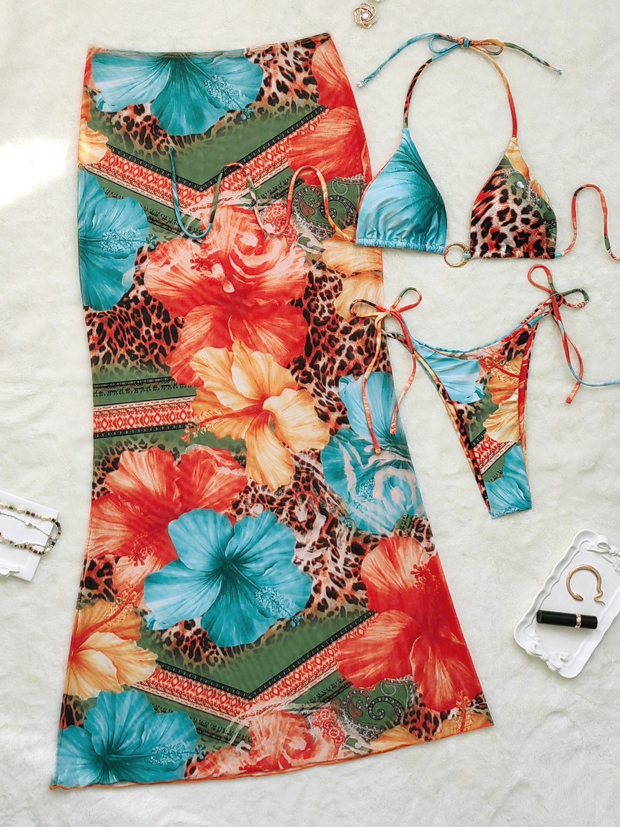 Pack of 3 - Multi-Color Graphic Print Triangle Bikini Set