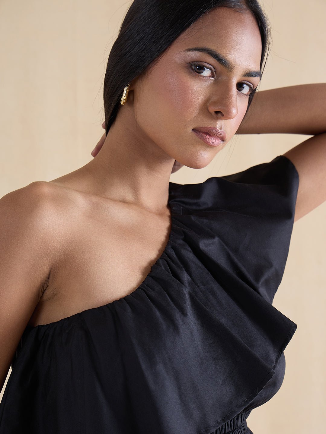 Black Sleeveless Maxi Dress with Cut-Out Details