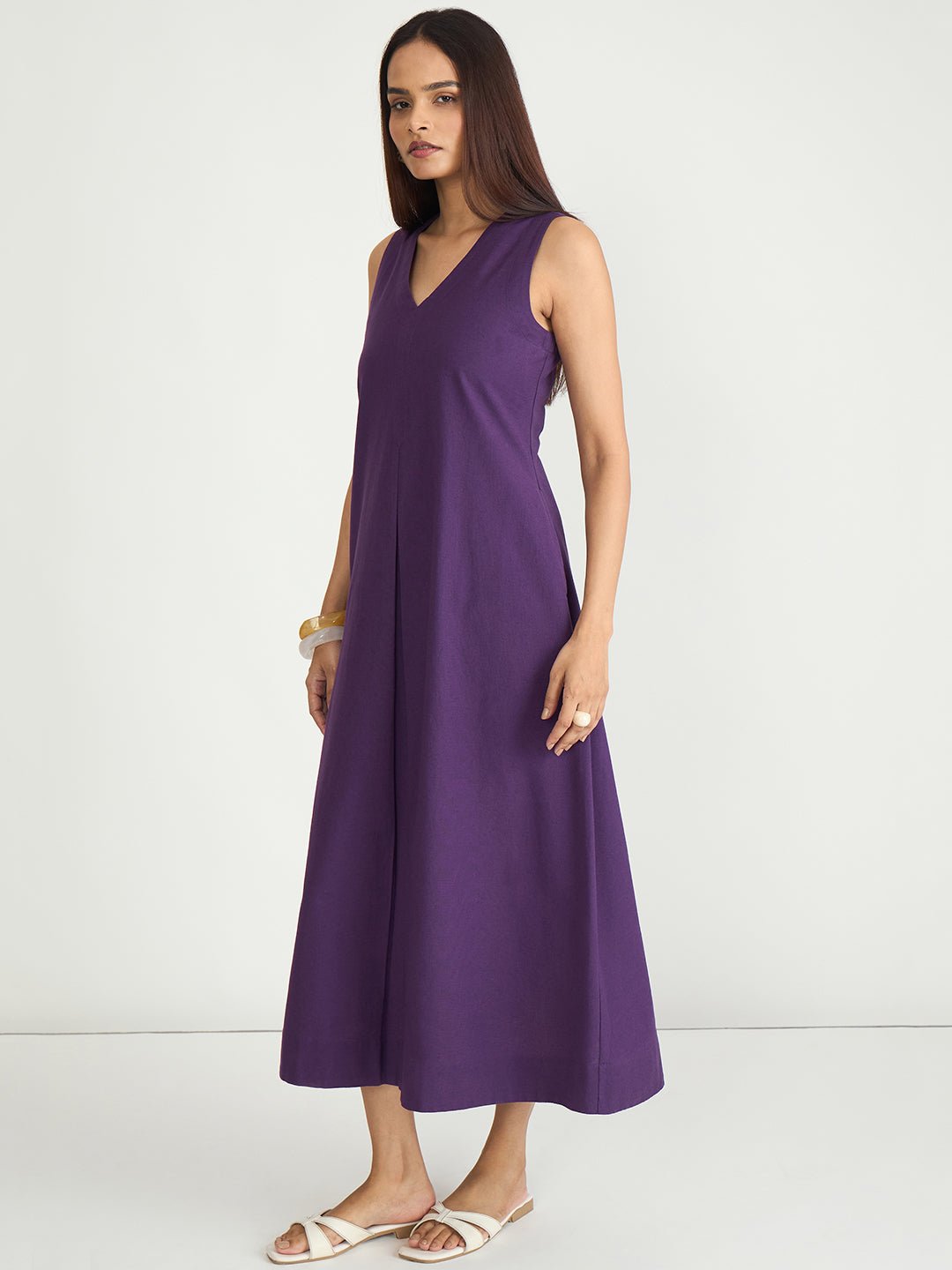 Purple Sleeveless A-Line Maxi Dress for Daytime
