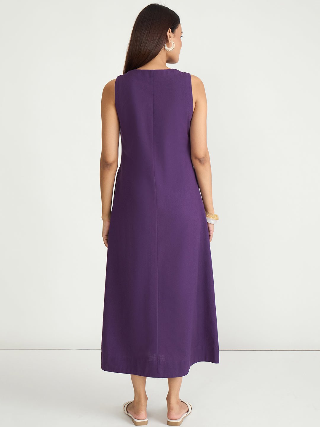 Purple Sleeveless A-Line Maxi Dress for Daytime