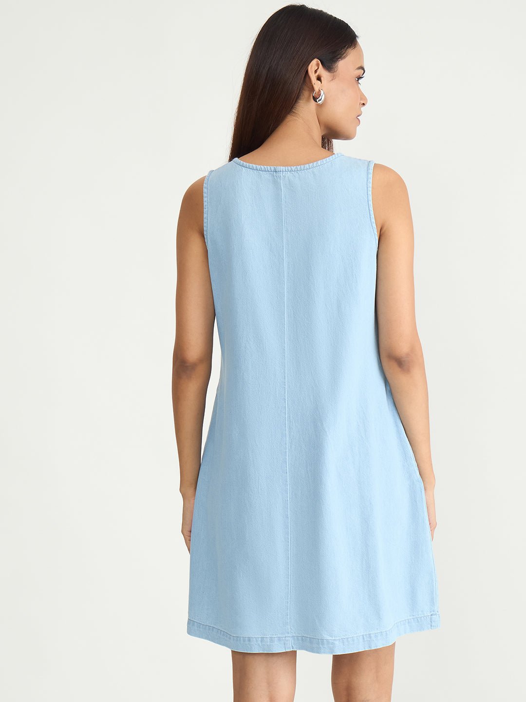 Sky Blue A-Line Sleeveless Mini Dress