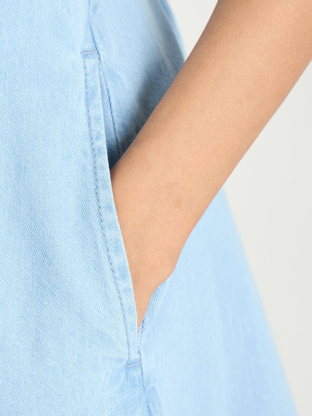 Sky Blue A-Line Sleeveless Mini Dress