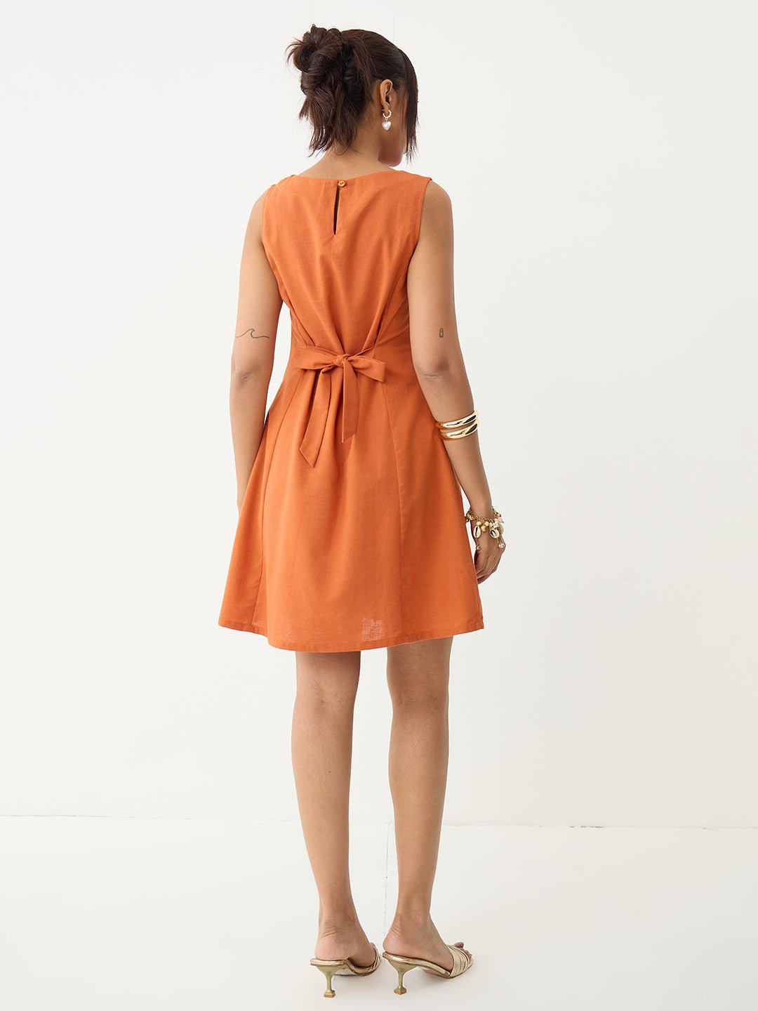 Rust Sleeveless A-Line Mini Dress