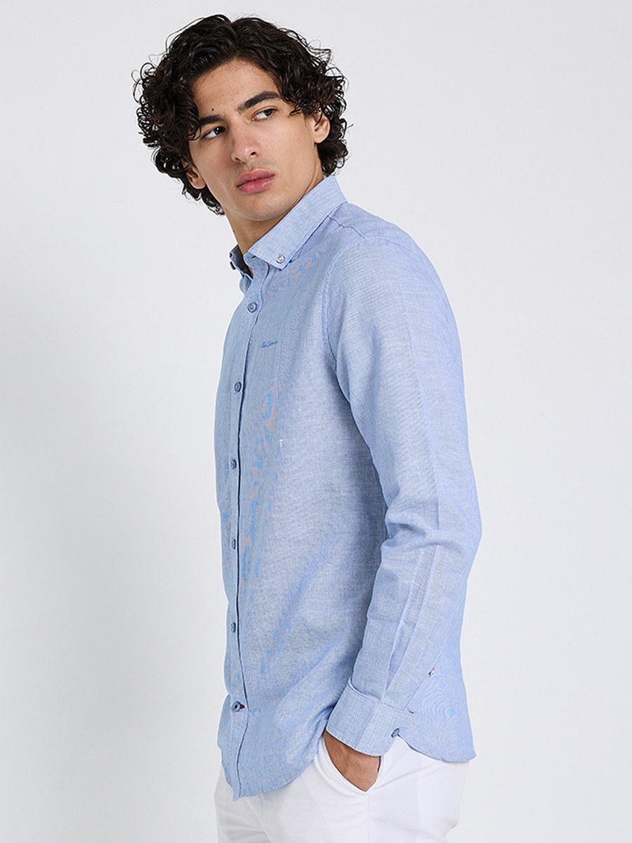 Solid Button-Down Collar Short Sleeve Shirt