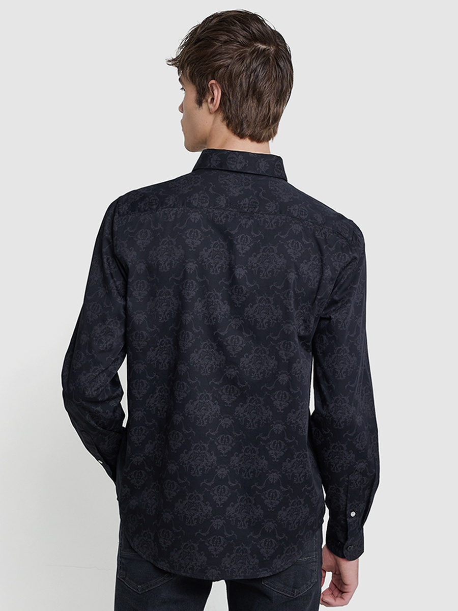 Black Jacquard Look Long Sleeves Shirt