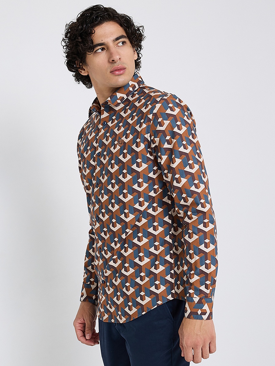 Geometric Print Long Sleeves Shirt