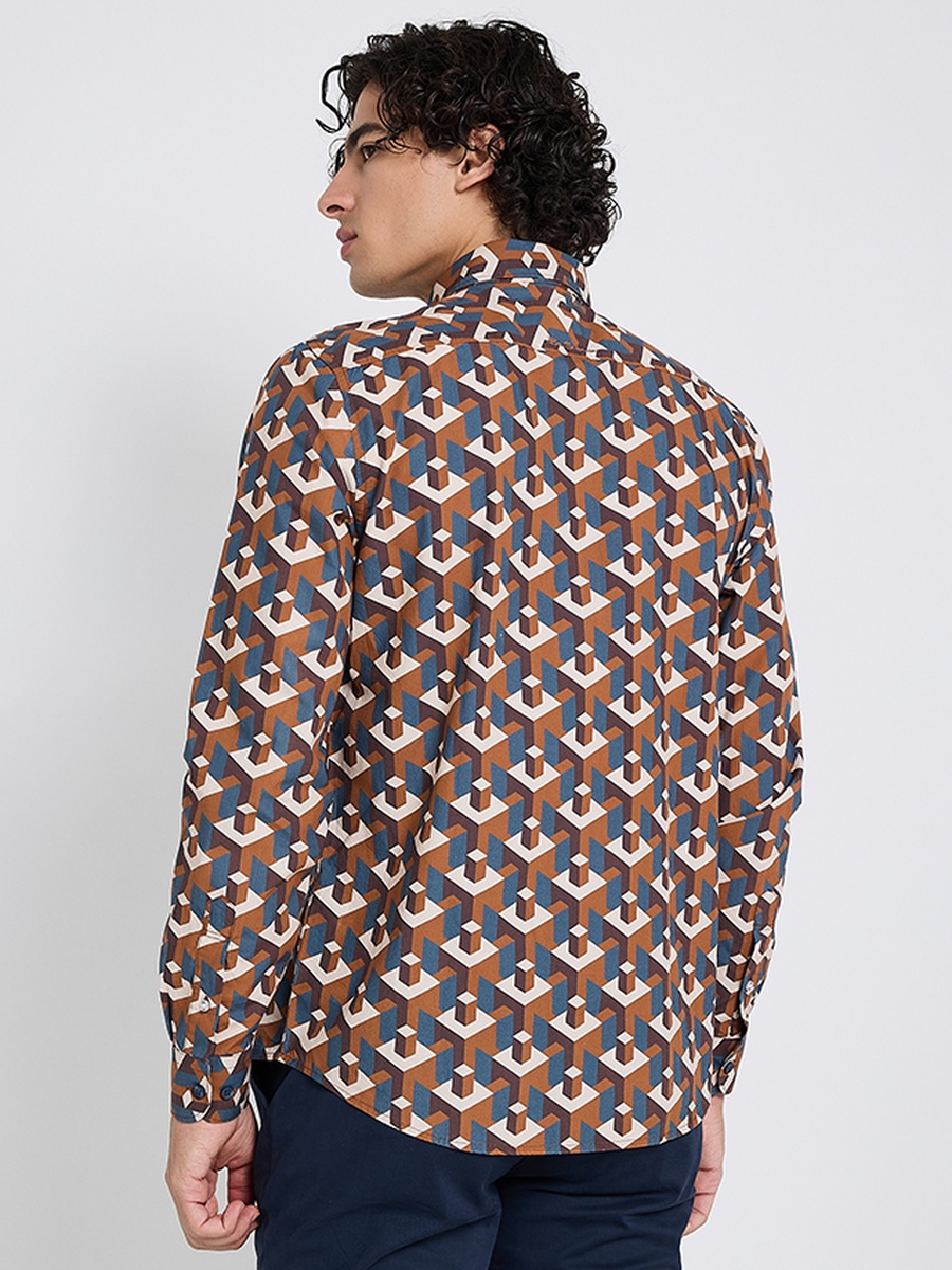 Geometric Print Long Sleeves Shirt