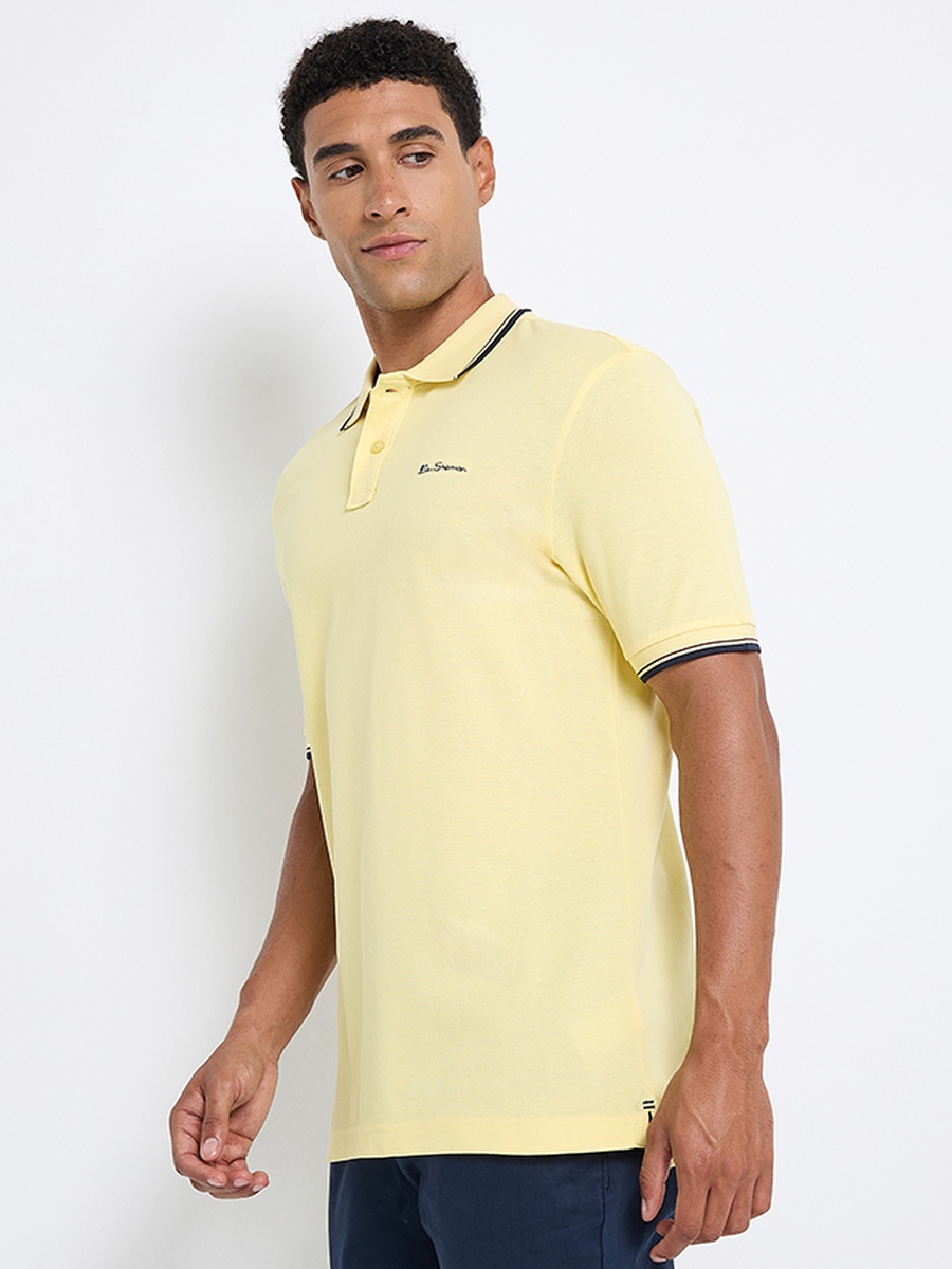 Contrast Tipped Short Sleeves Polo T-Shirt