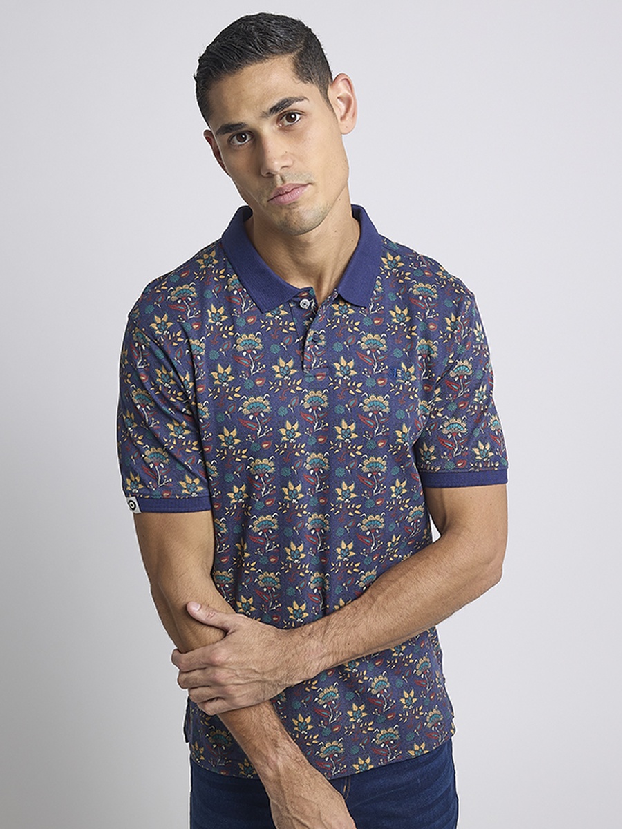 Floral Print Short Sleeves Polo T-Shirt