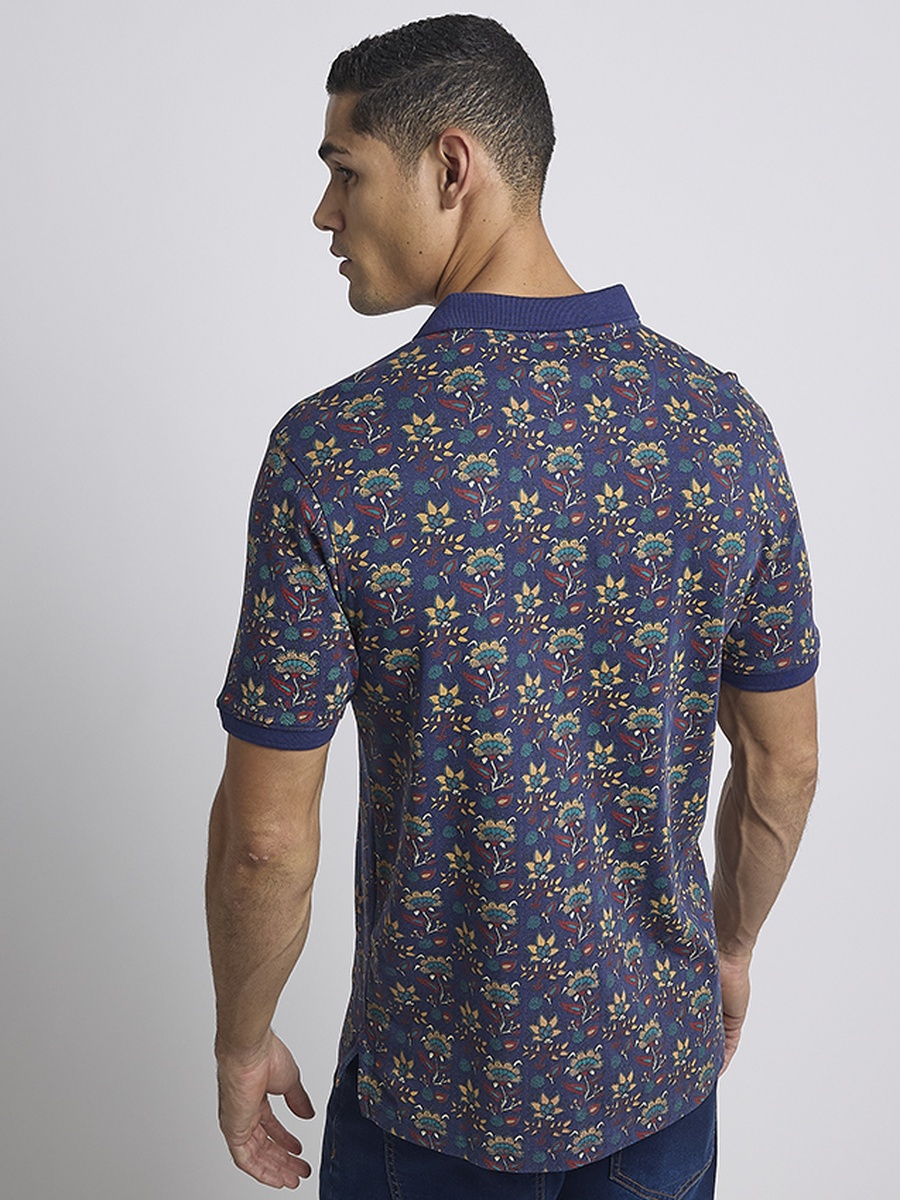 Floral Print Short Sleeves Polo T-Shirt