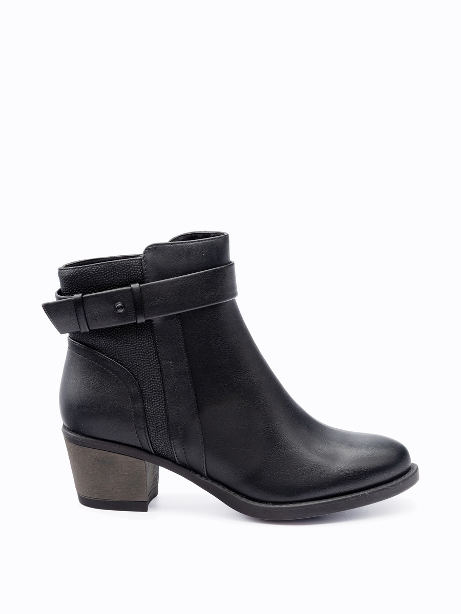 Buckle Detail Ankle Heel Boots