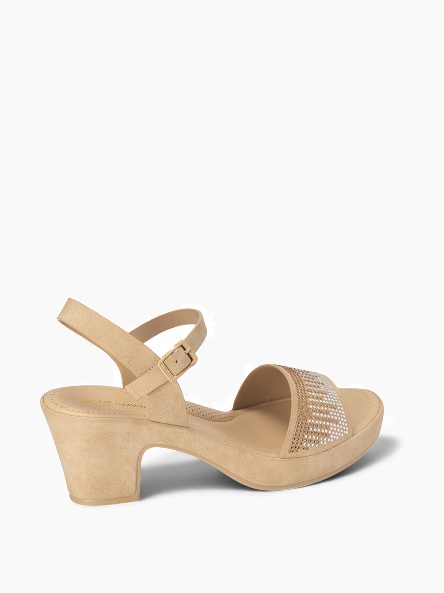 صندل بكعب عريض وموسد ومزين