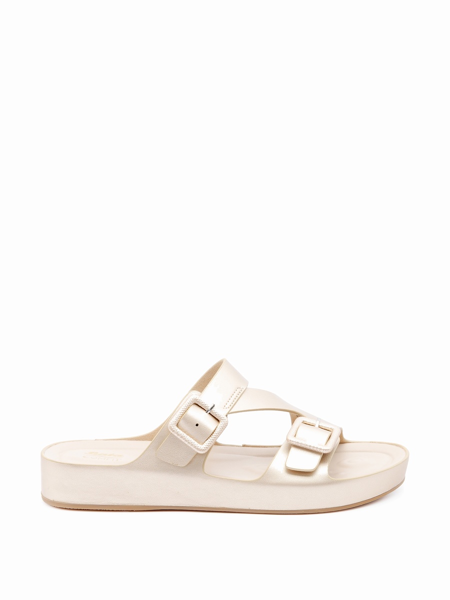 Double-Buckle Footbed Slide Sandals