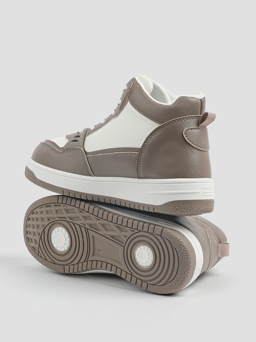 Two Tone Faux Leather High Top Sneakers