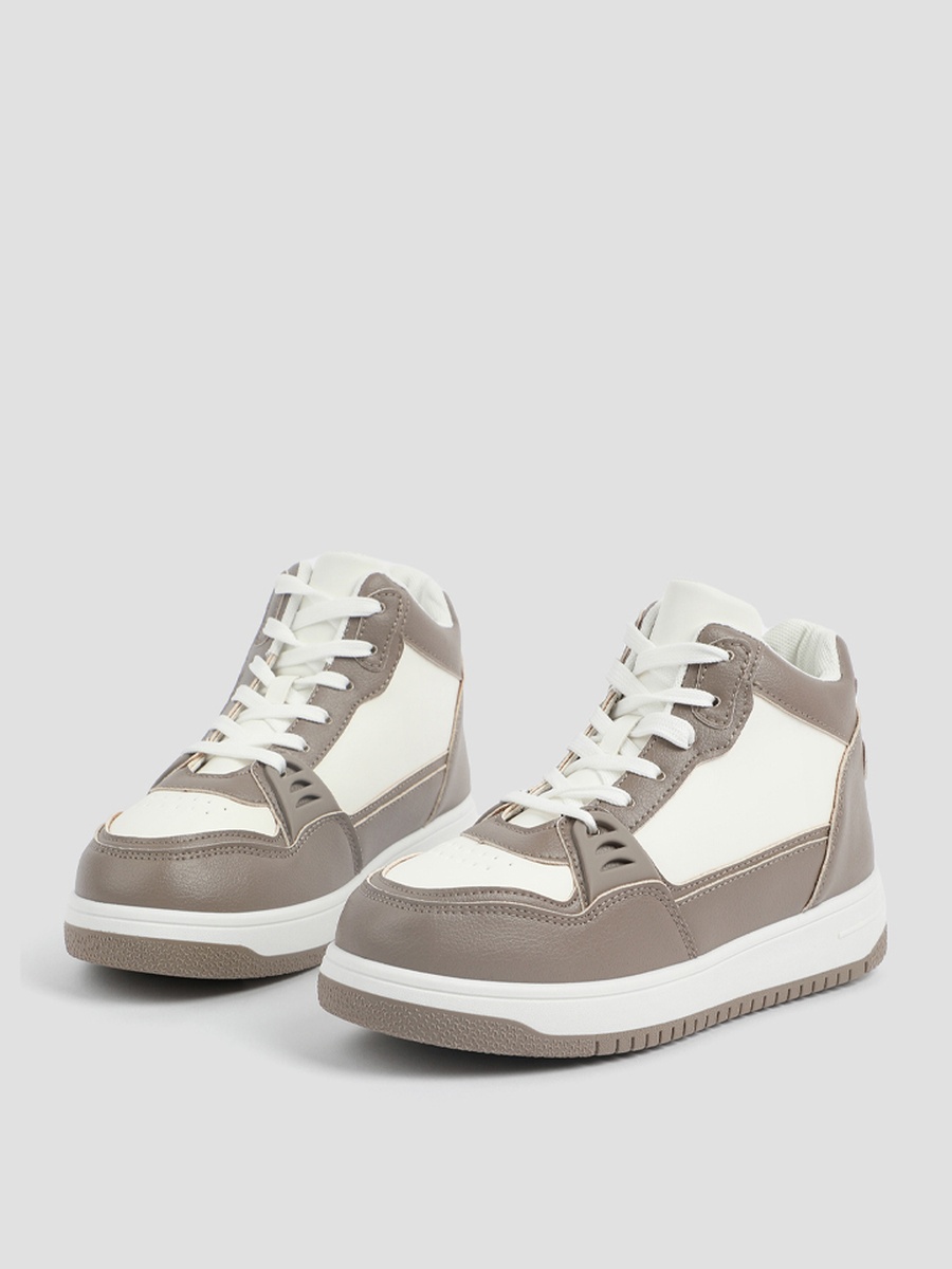 Two Tone Faux Leather High Top Sneakers