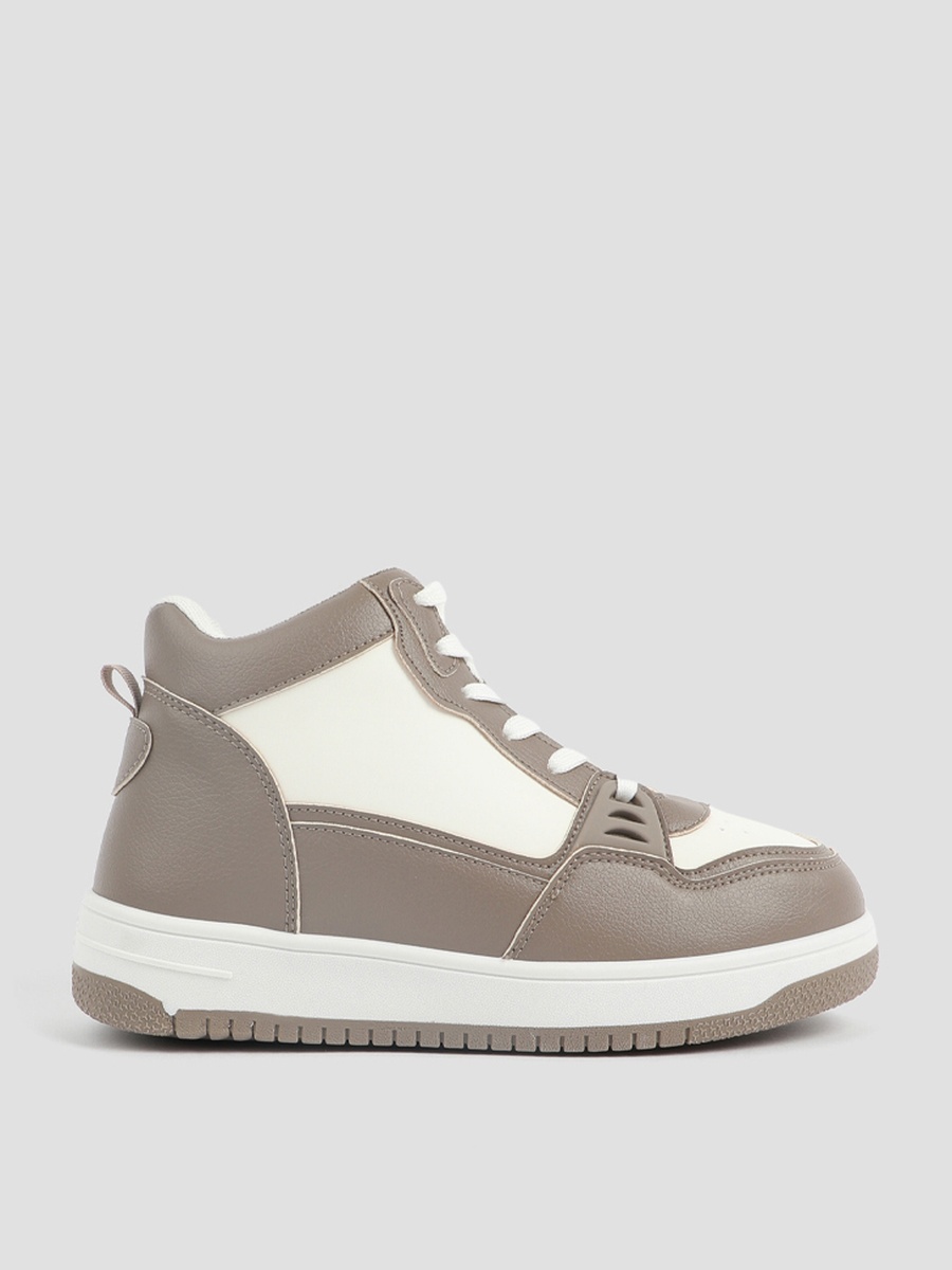 Two Tone Faux Leather High Top Sneakers