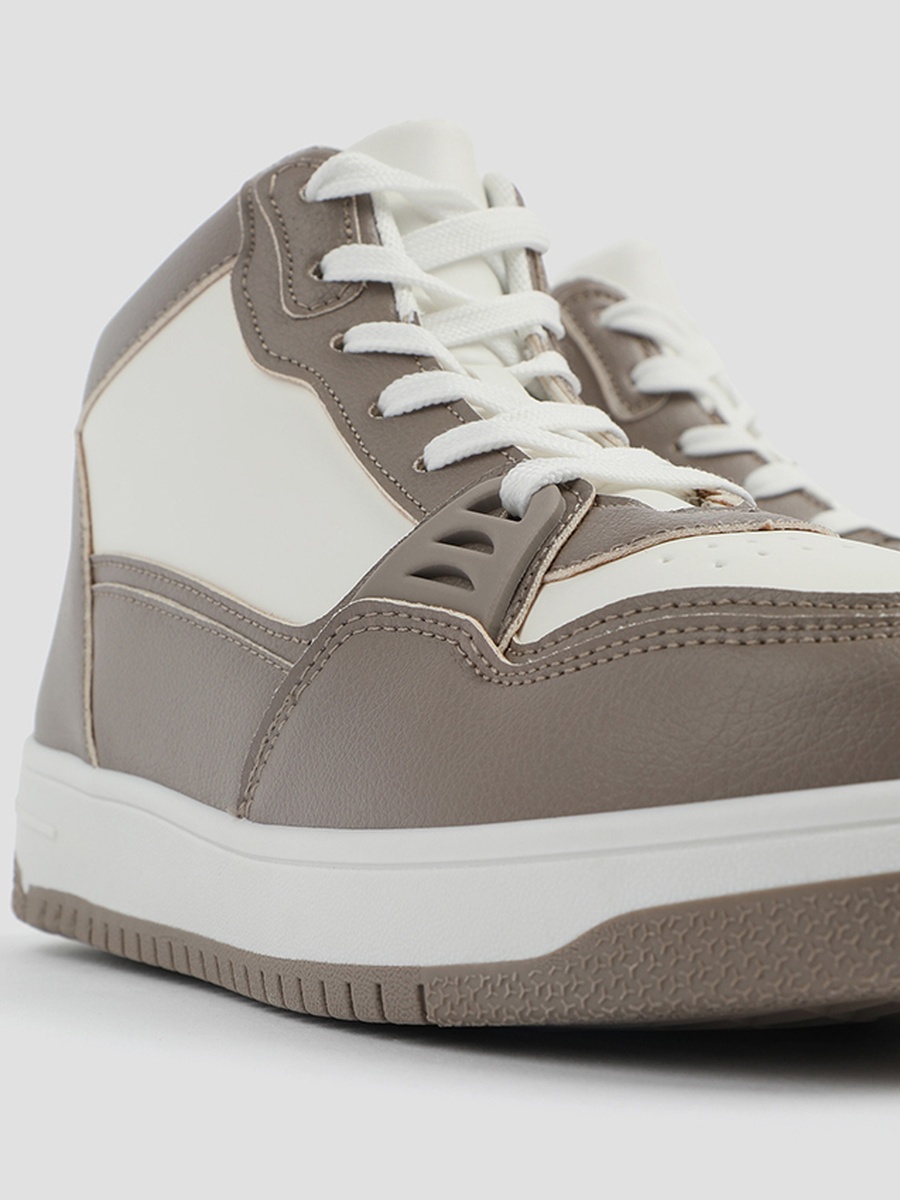Two Tone Faux Leather High Top Sneakers