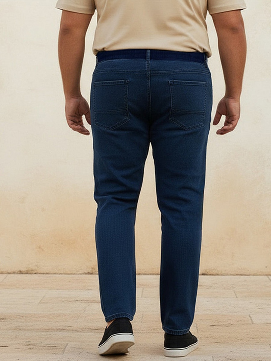 Men Regular Fit Flexi Waist Drawstring Detail Jeans