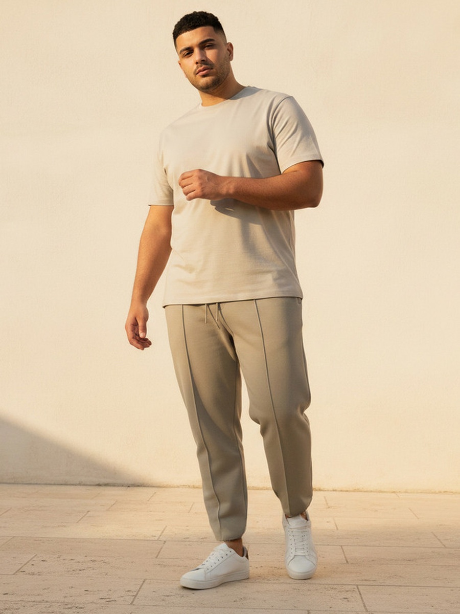 Plus Regular Fit Joggers with Pintuck Detail