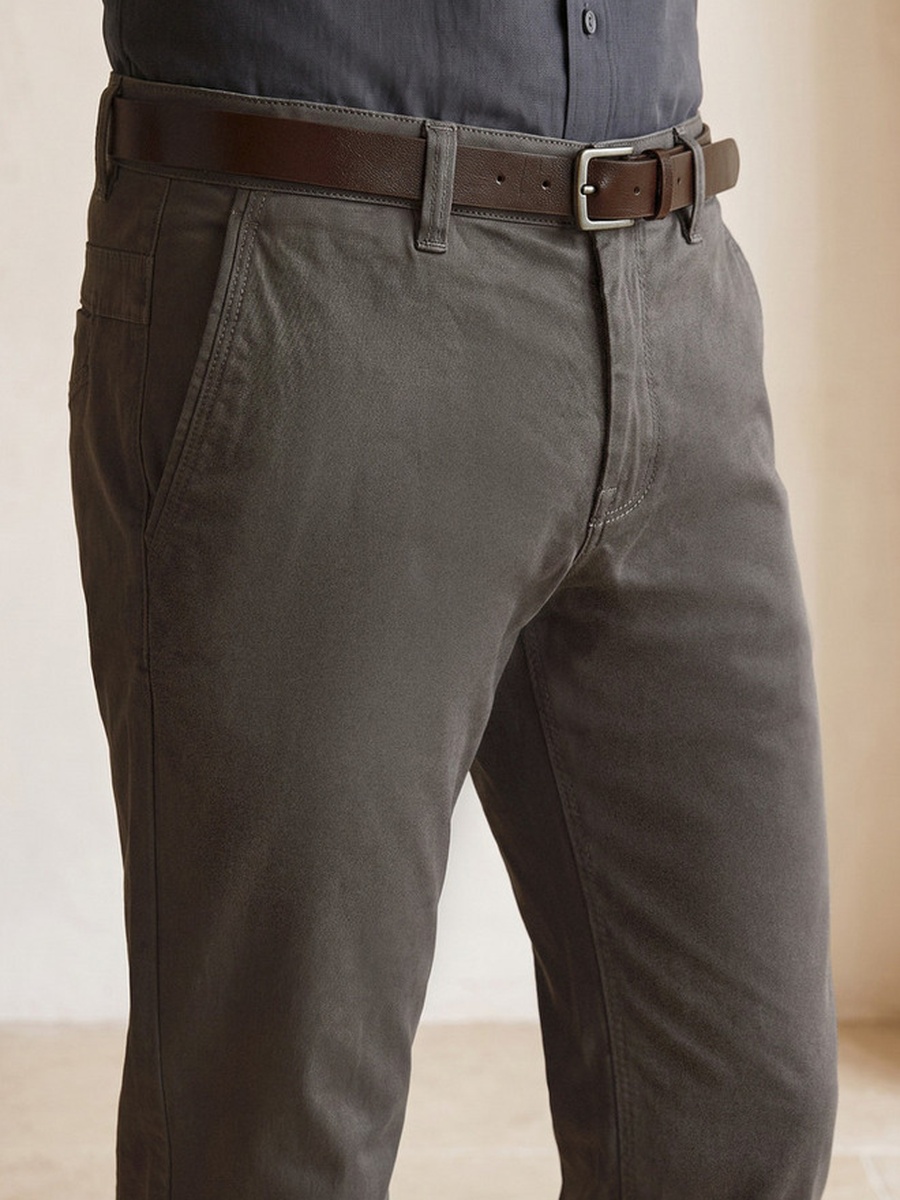 Slim Fit Belted Cotton Chinos
