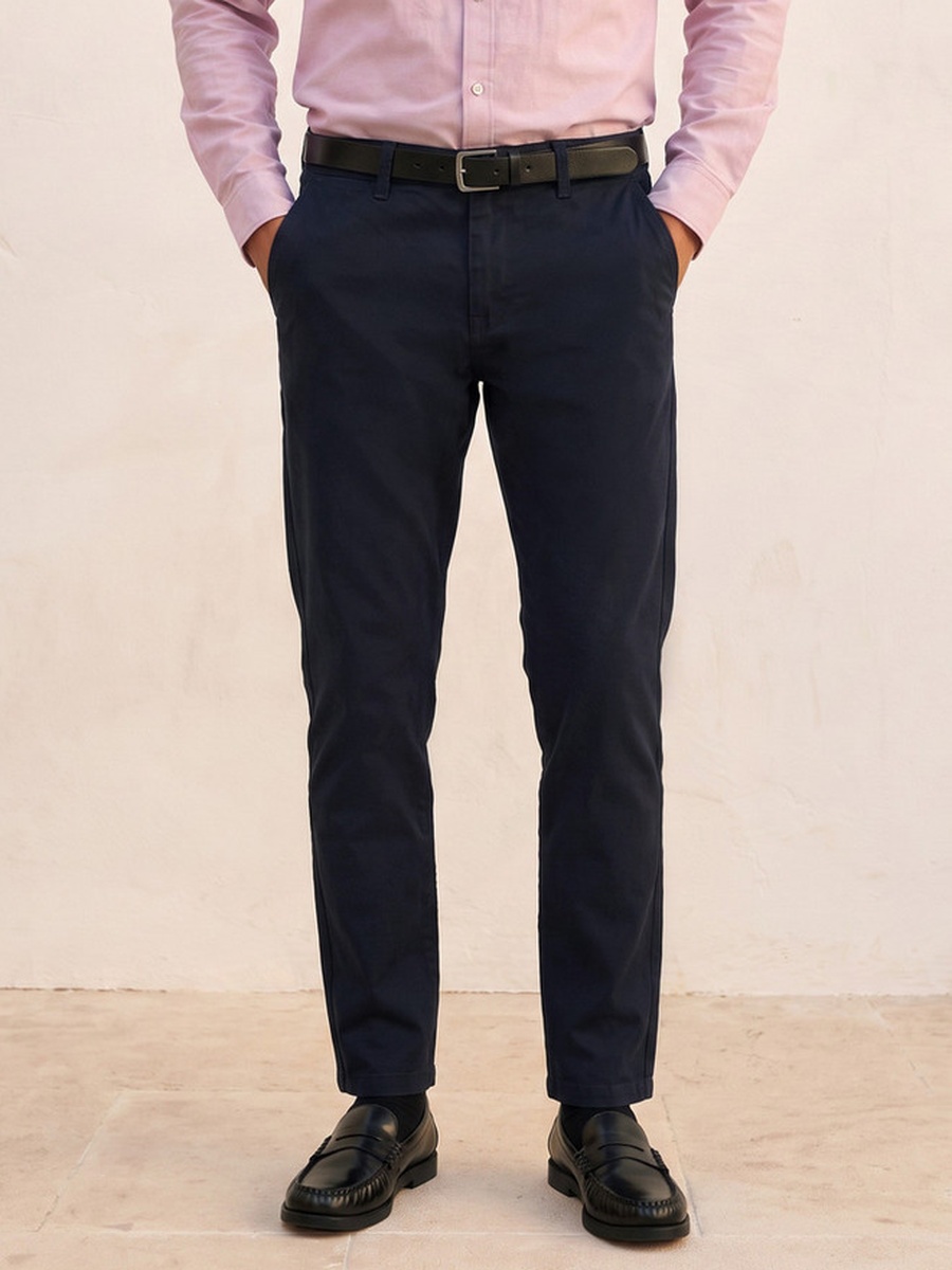 Slim Fit Belted Cotton Chinos