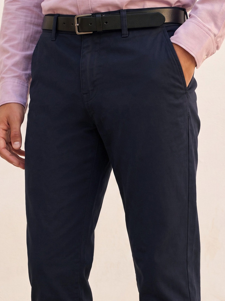 Slim Fit Belted Cotton Chinos