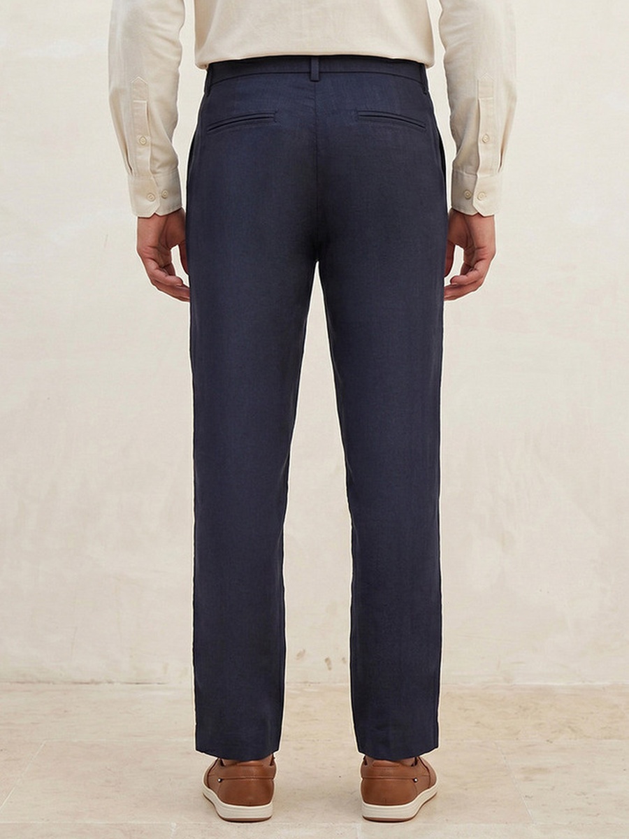 Regular Fit Linen Blend Trousers