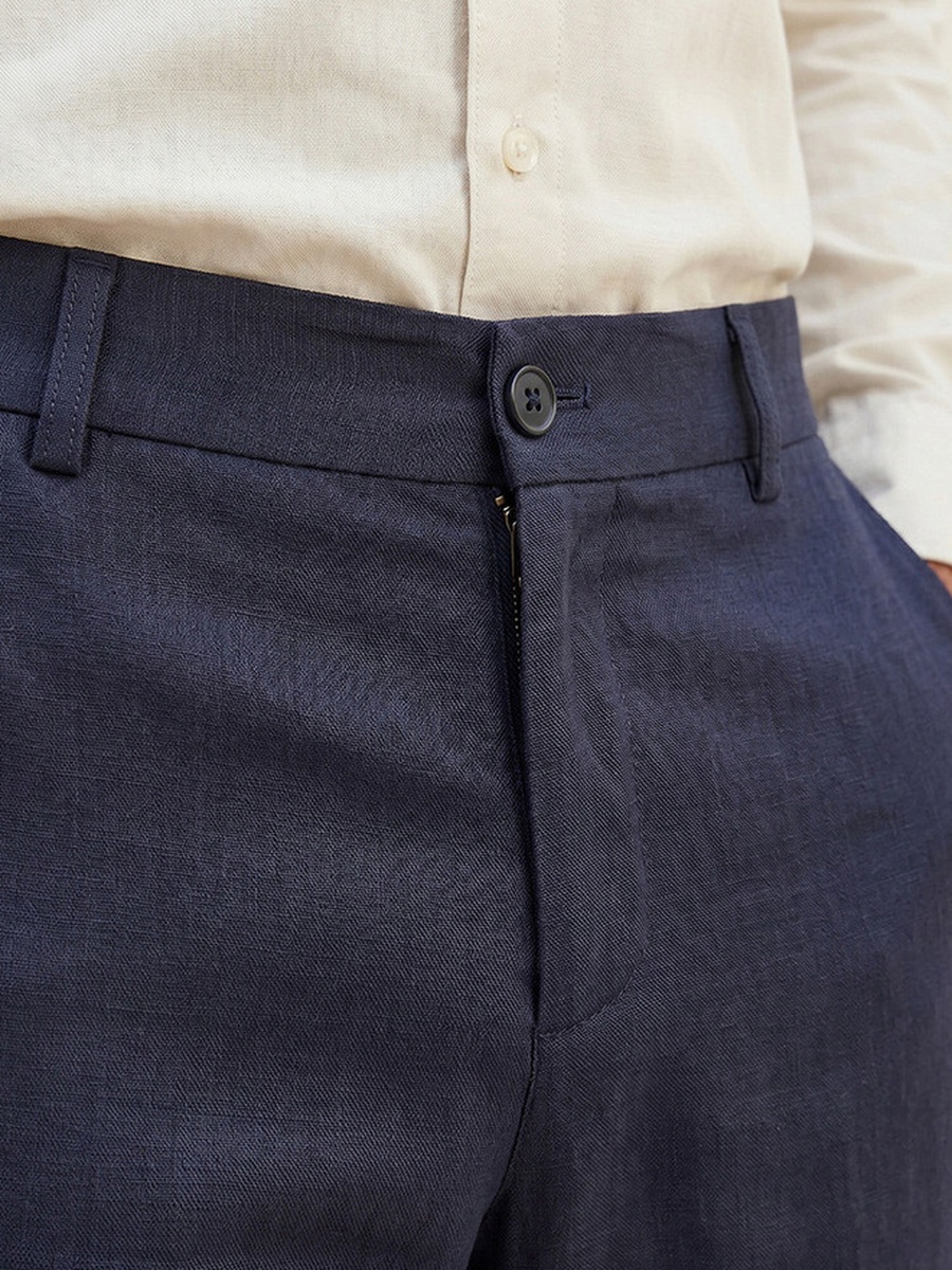 Regular Fit Linen Blend Trousers