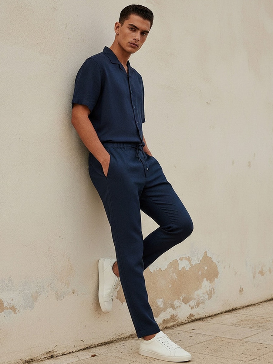 Relaxed Fit Linen Blend Pants