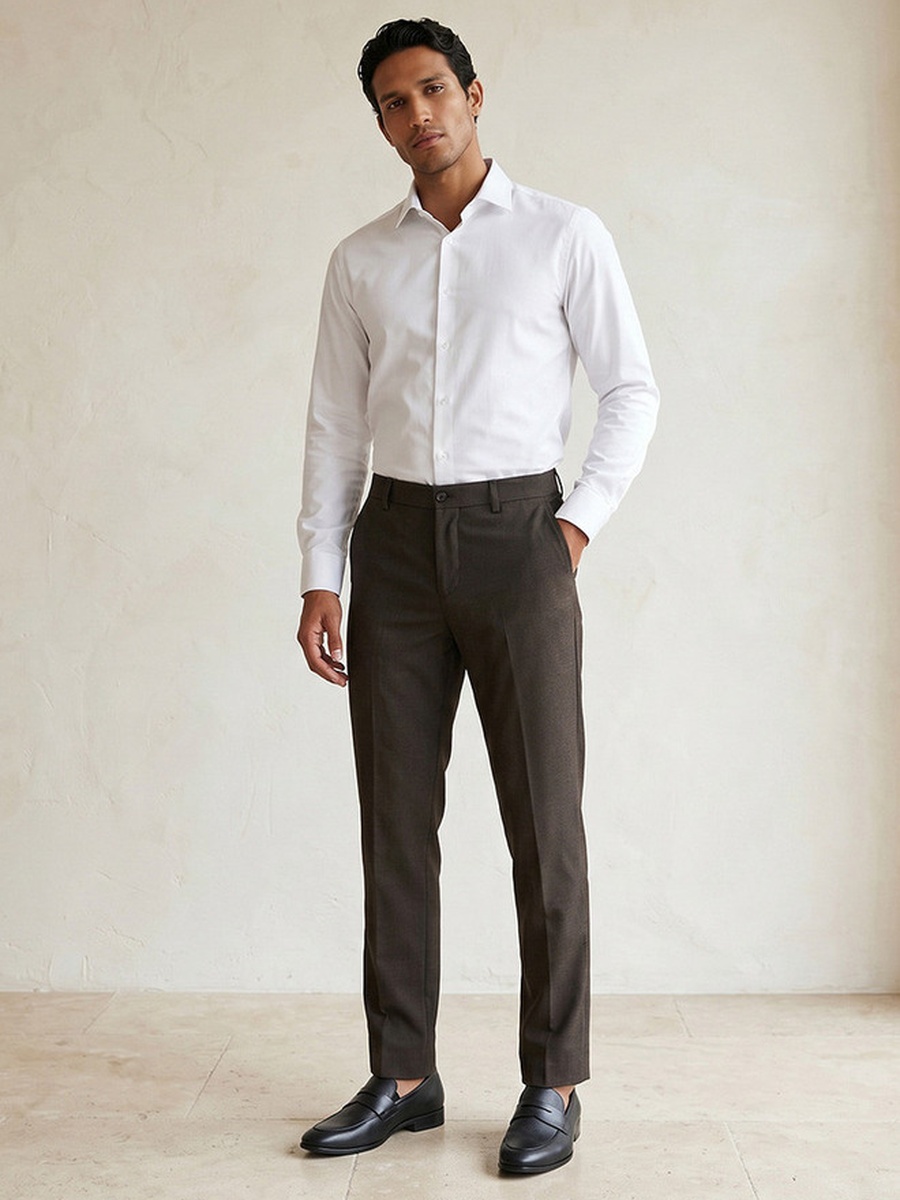 Slim Fit Dobby Formal Trousers