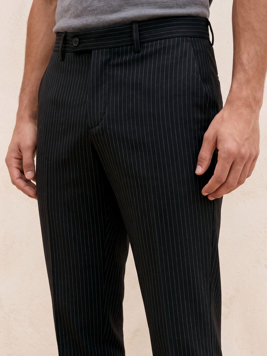 Regular Fit Striped Formal Trousers