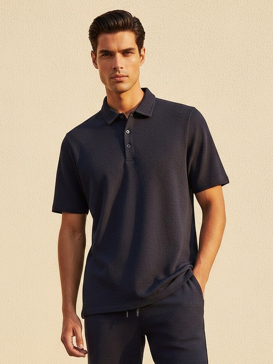 Short Sleeves Textured Polo T-Shirt