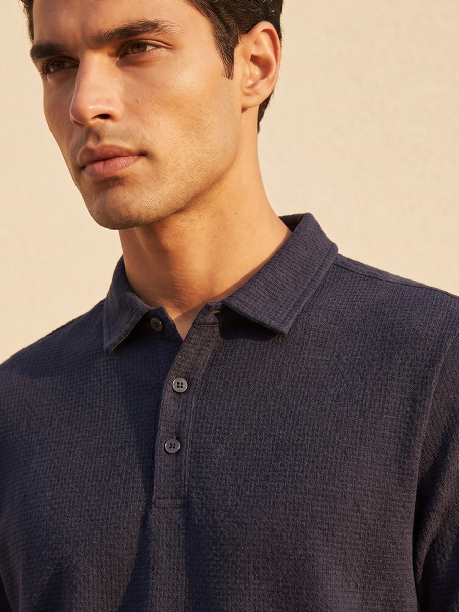 Short Sleeves Textured Polo T-Shirt