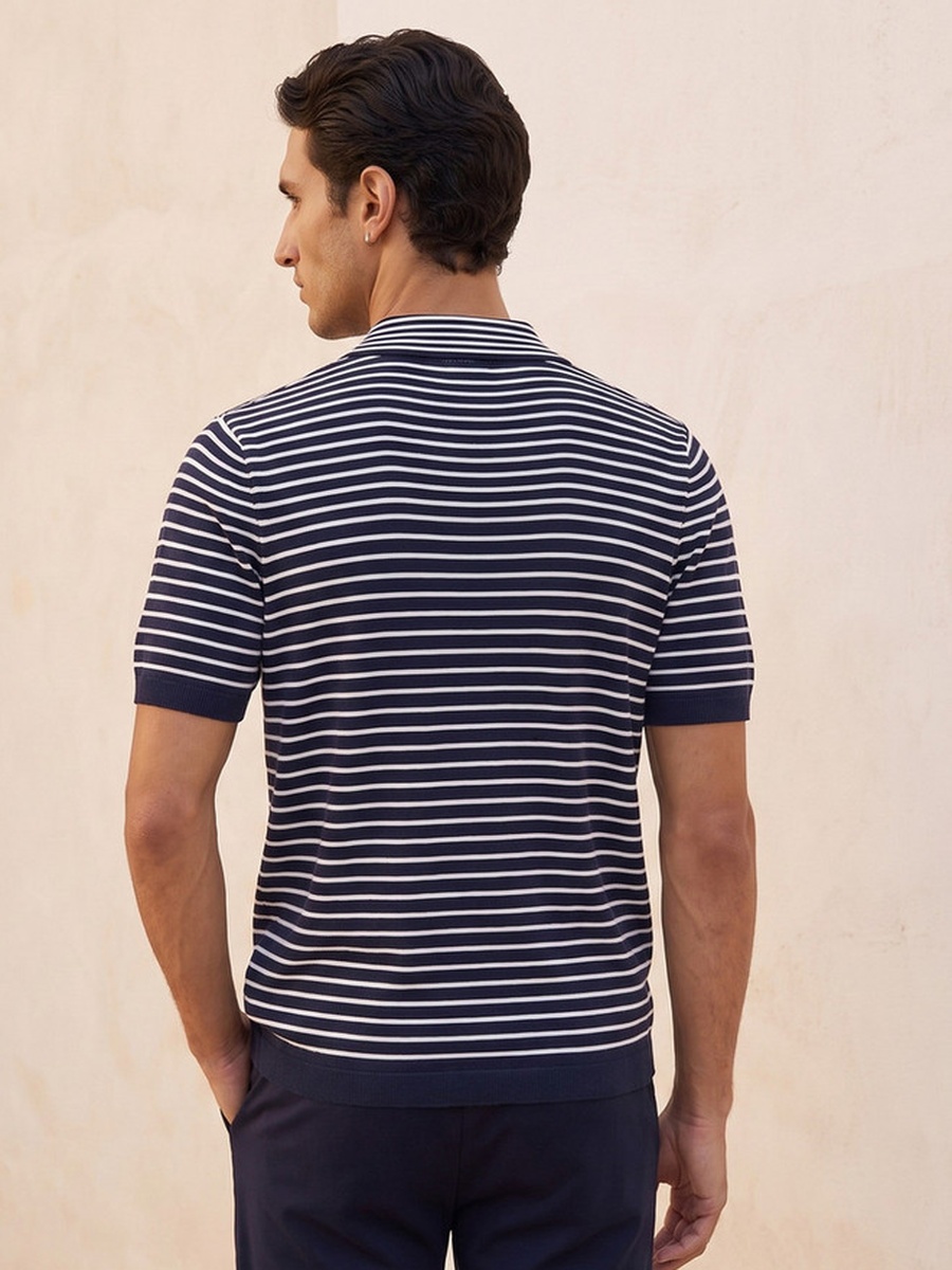 Short Sleeves Striped Polo T-Shirt