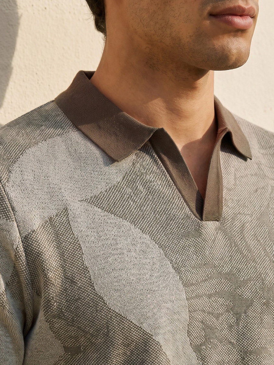 Short Sleeves Jacquard Polo T-Shirt