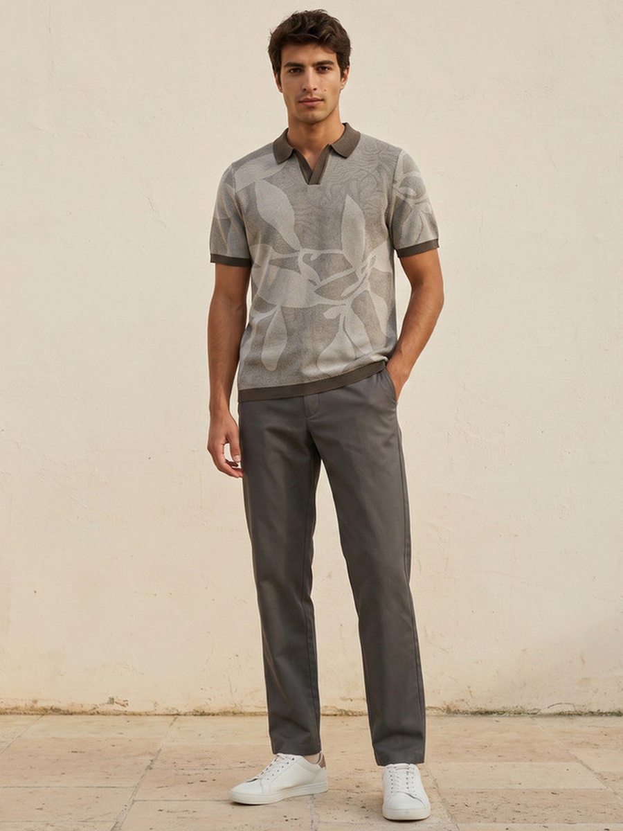 Short Sleeves Jacquard Polo T-Shirt
