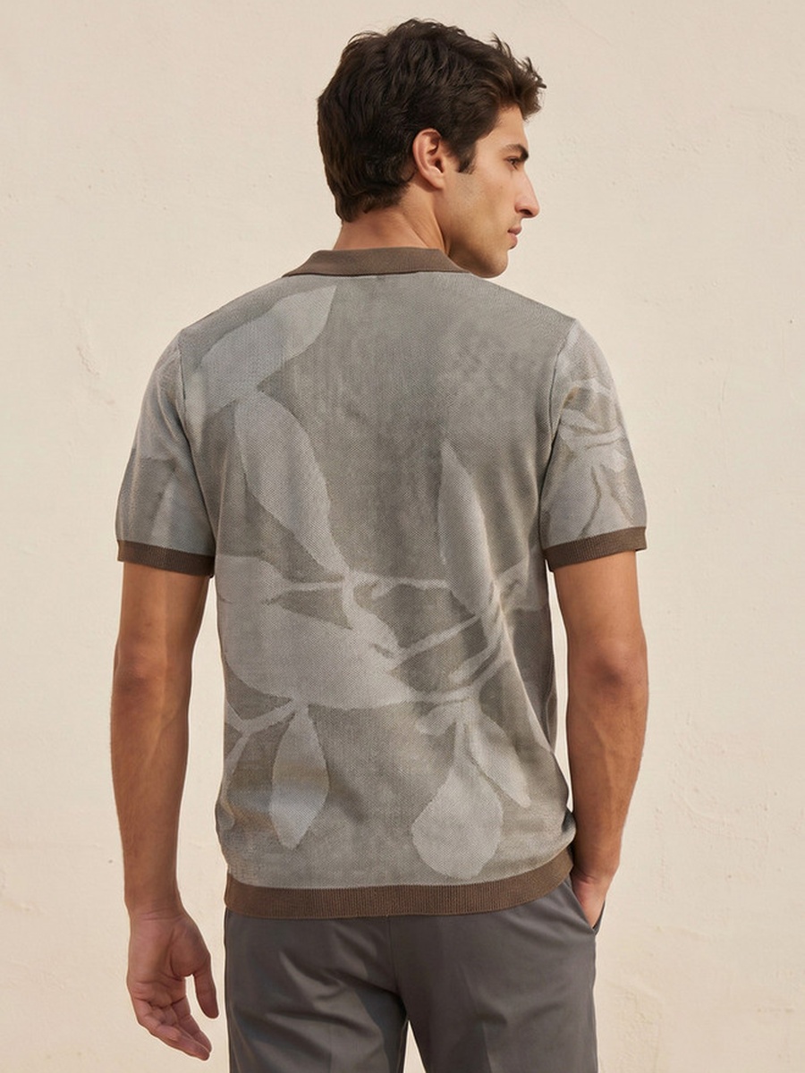 Short Sleeves Jacquard Polo T-Shirt