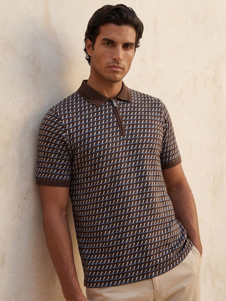 Short Sleeves Textured Polo T-Shirt