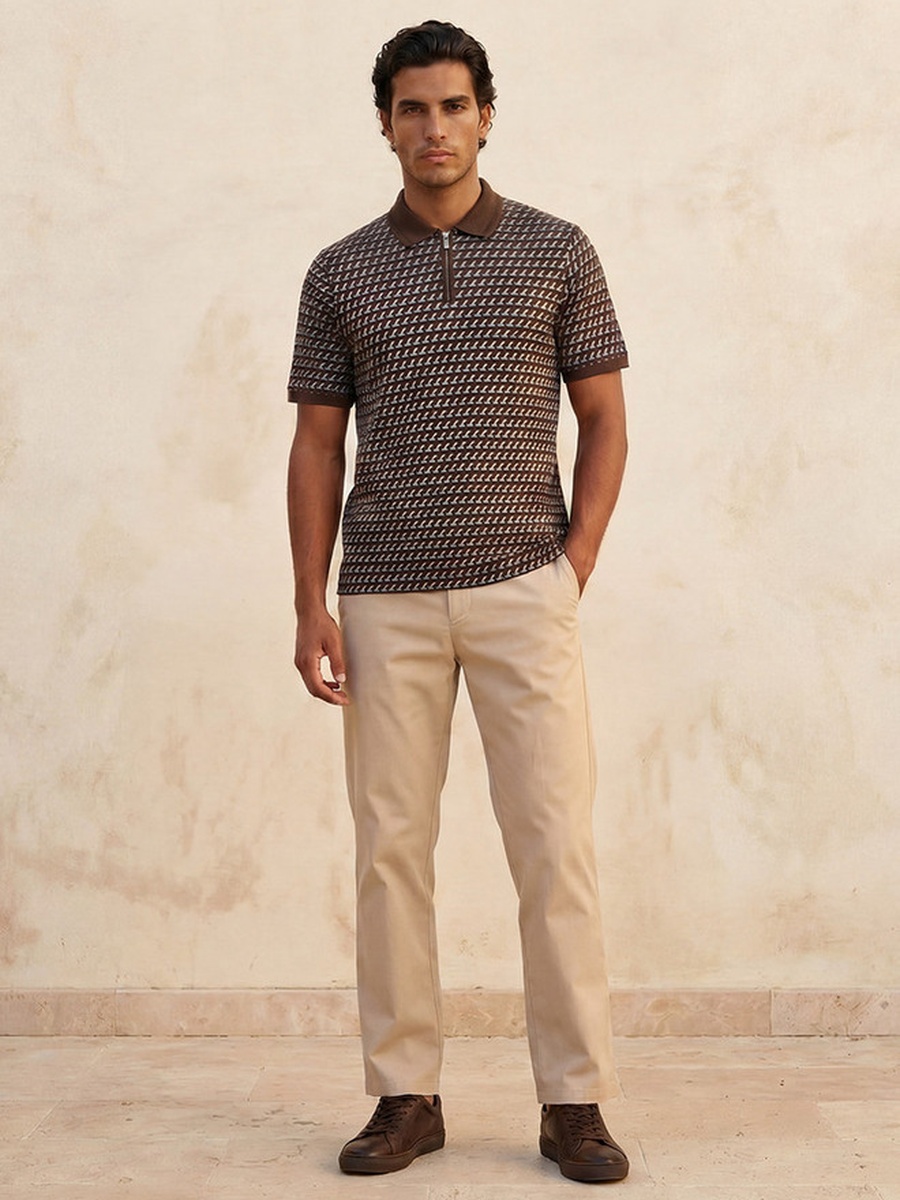 Short Sleeves Textured Polo T-Shirt
