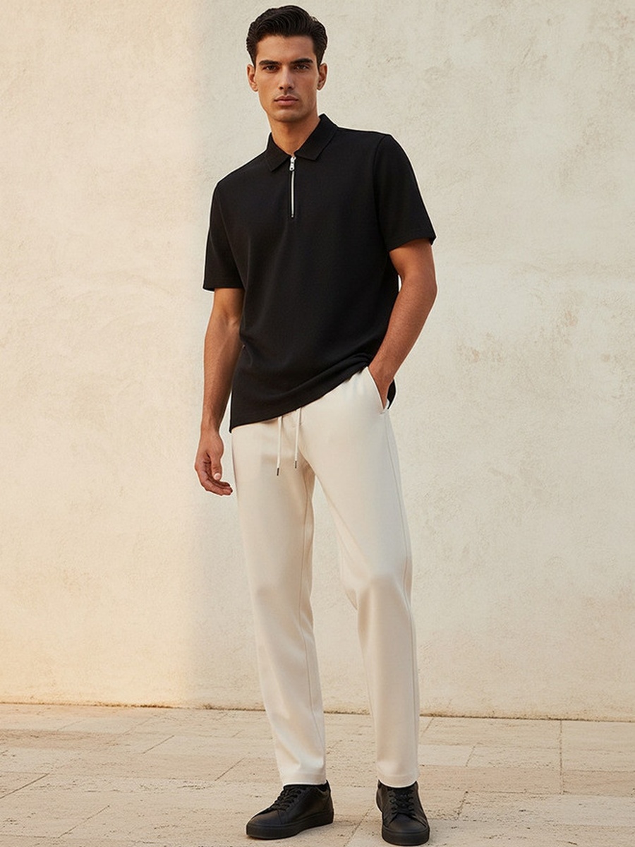Short Sleeves Textured Polo T-Shirt