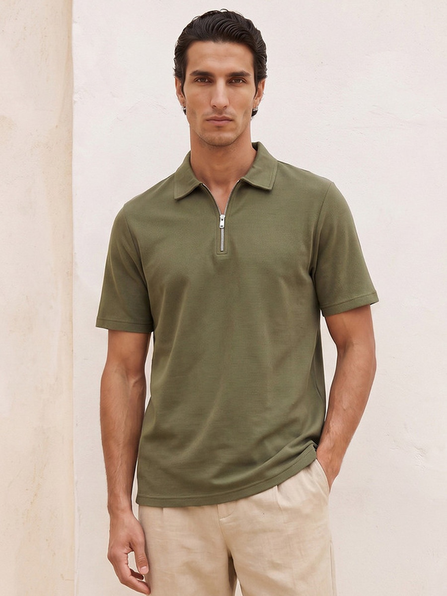 Short Sleeves Textured Polo T-Shirt