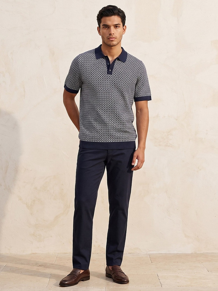 Short Sleeves Jacquard Polo T-Shirt