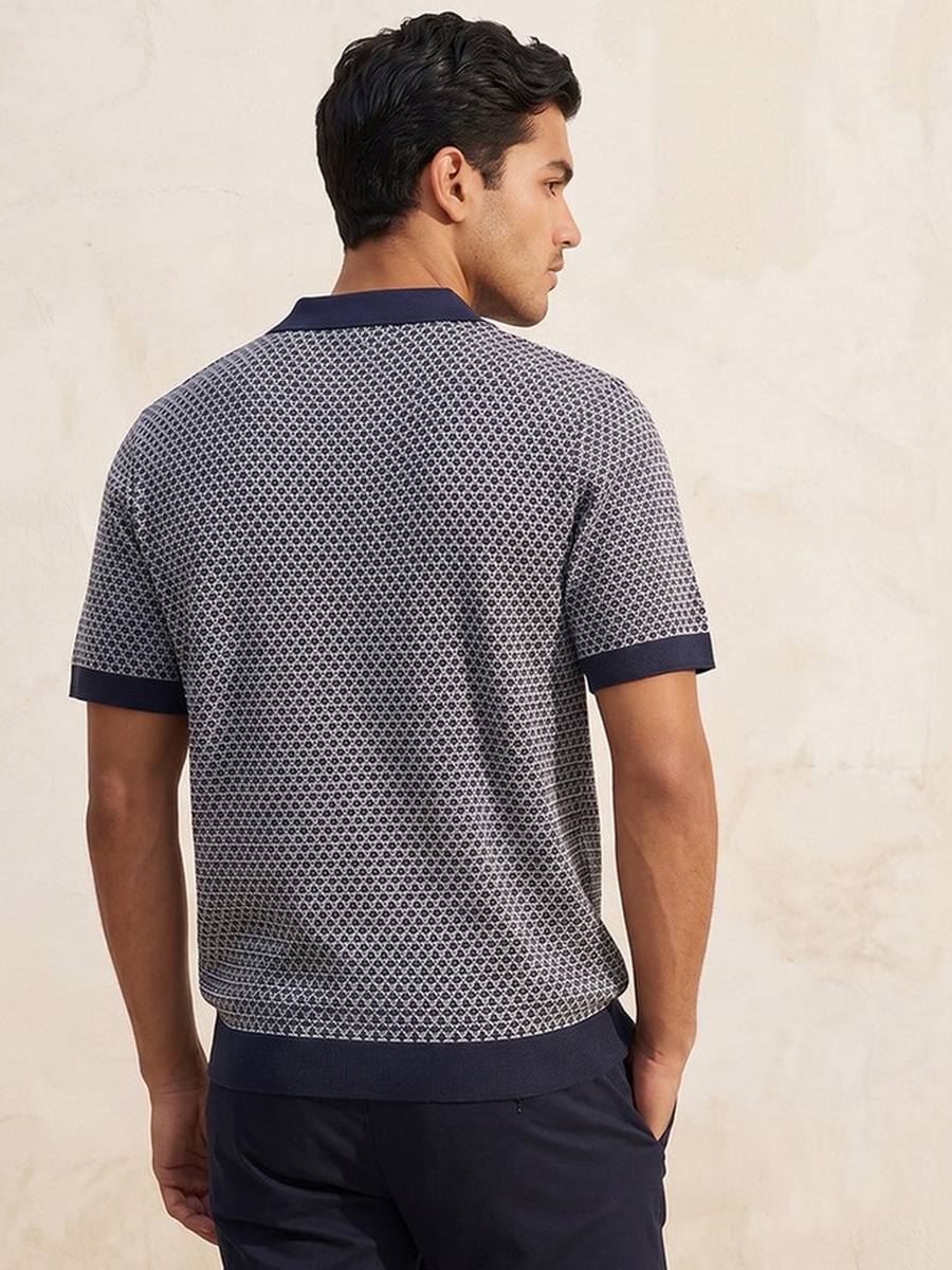 Short Sleeves Jacquard Polo T-Shirt