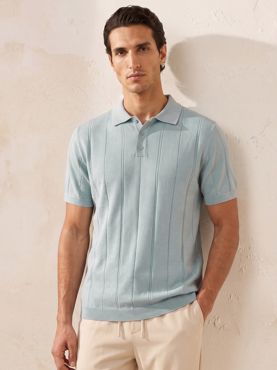 Short Sleeves Striped  Polo T-Shirt