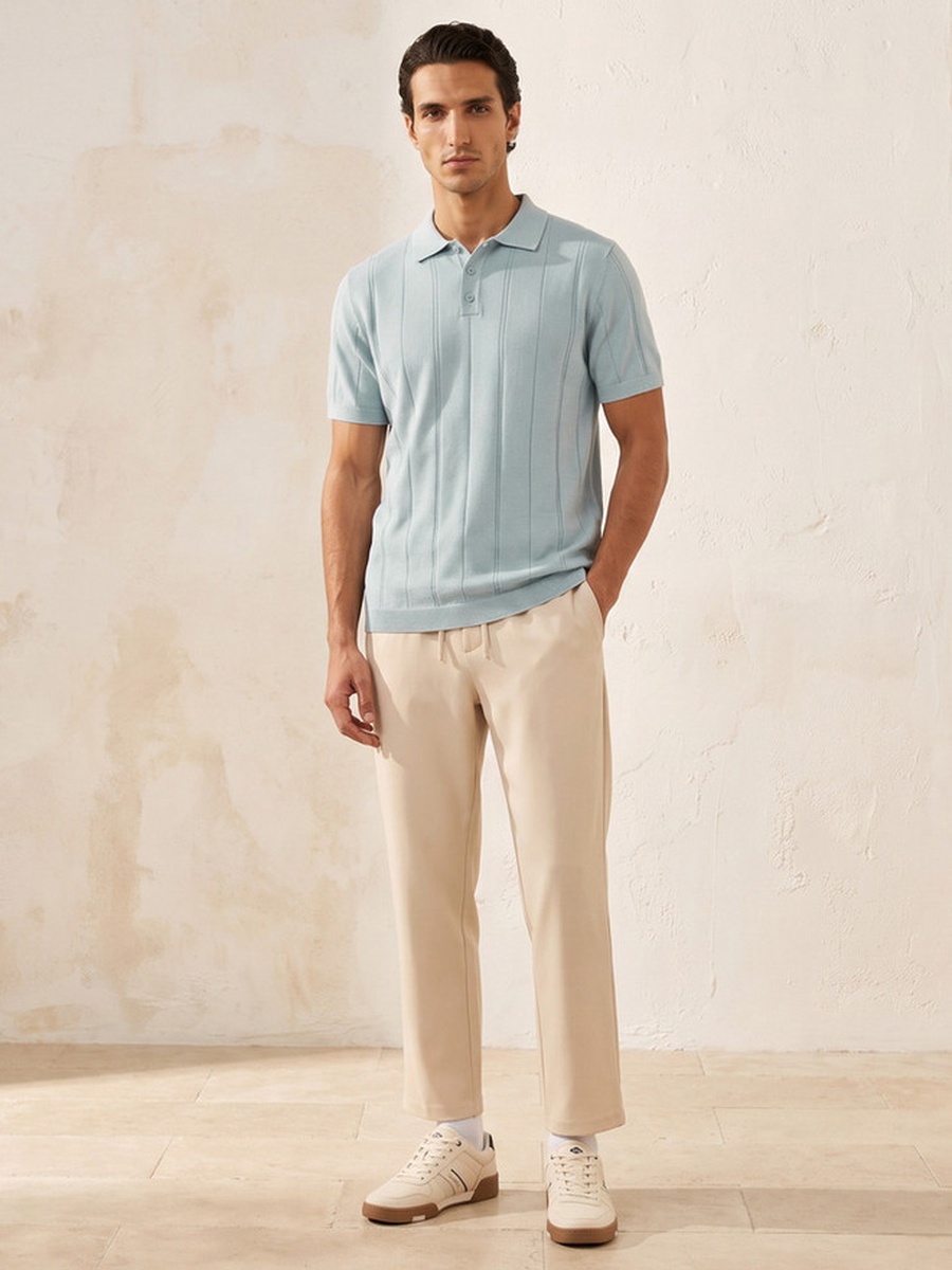 Short Sleeves Striped  Polo T-Shirt