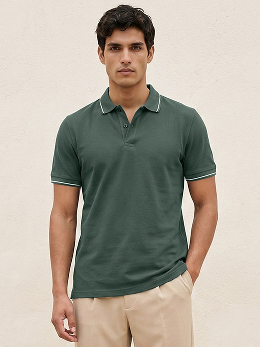 Short Sleeves Textured Polo T-Shirt