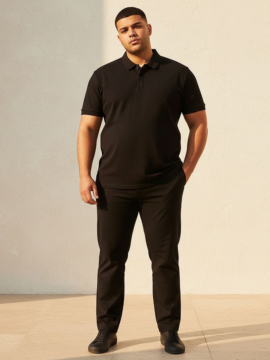 Plus Short Sleeves Printed Polo T-Shirt