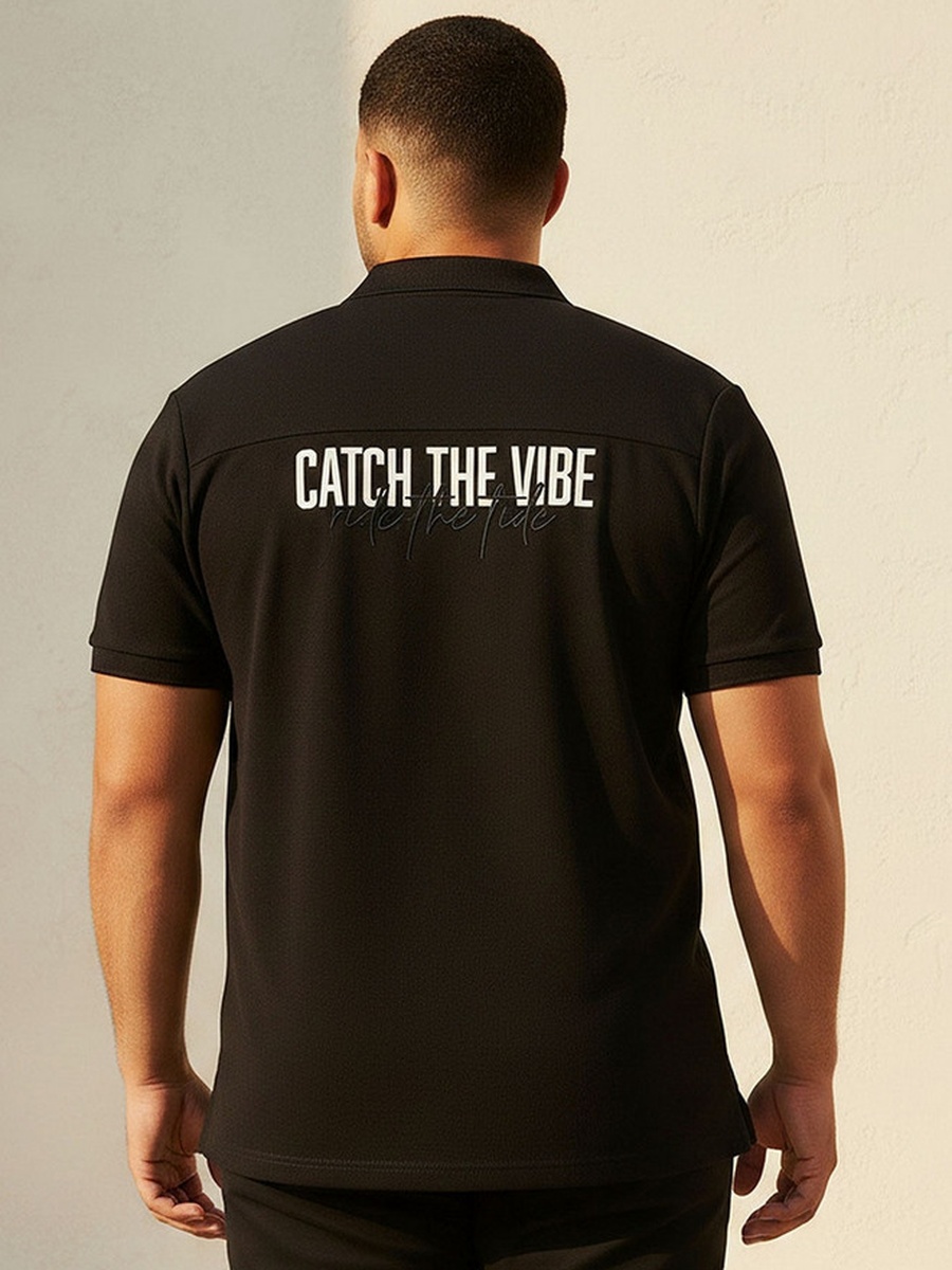 Plus Short Sleeves Printed Polo T-Shirt